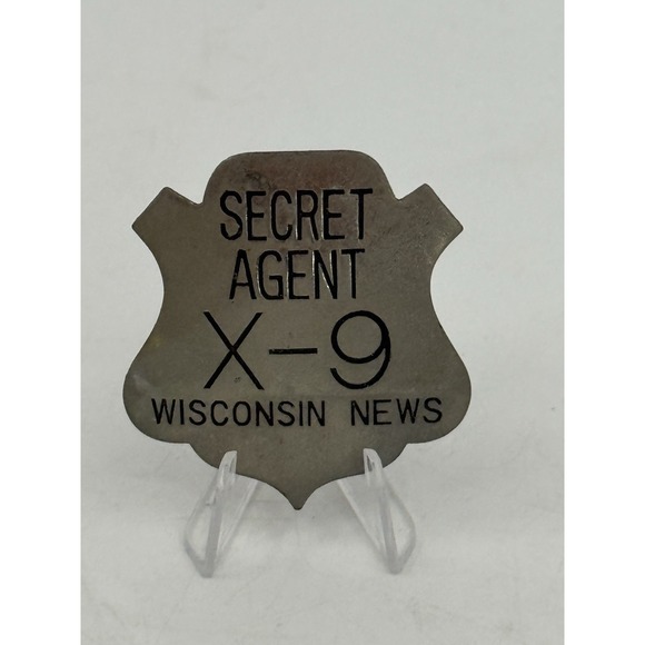 Other - Alex Raymond's "Secret Agent X-9 Wisconsin News" Badge Pinback Vintage 1930S HTF